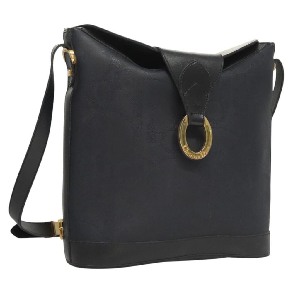 DIOR Trotter Canvas Shoulder Bag Pvc Navy Gold